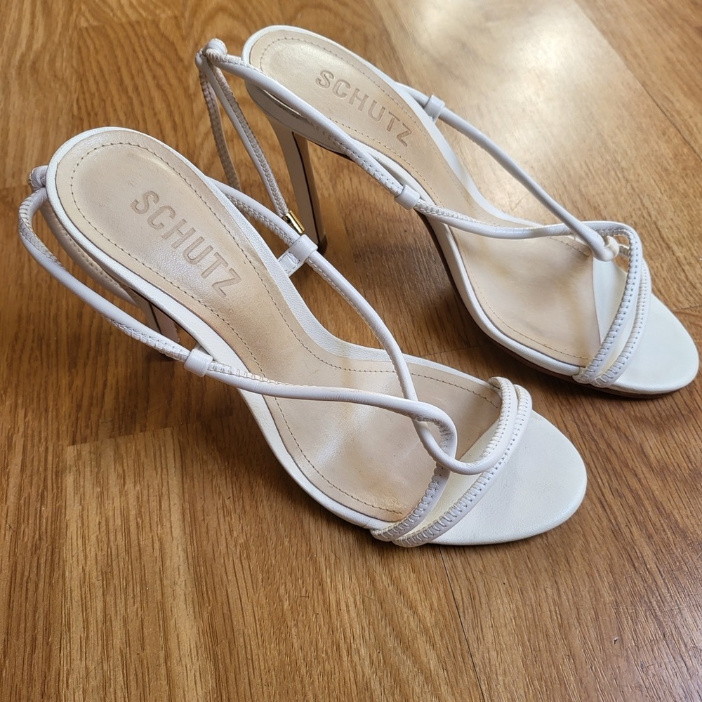 SCHUTZ Elegant White Heeled Sandals